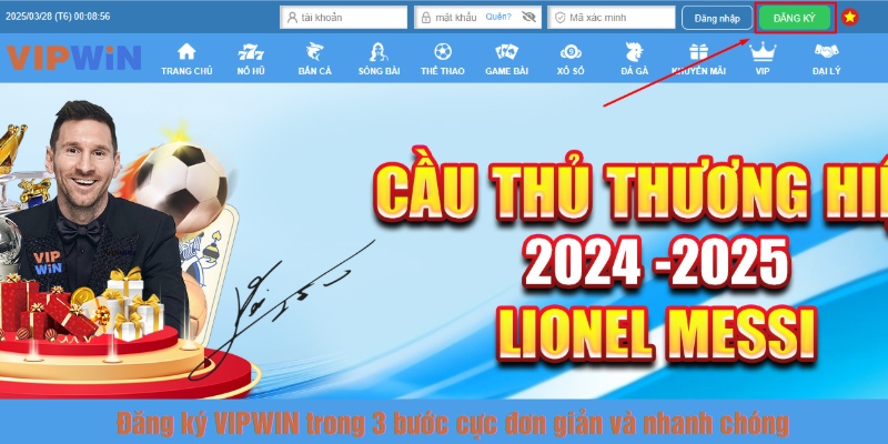 Nhấn vào nút Đăng ký nằm ở góc phải