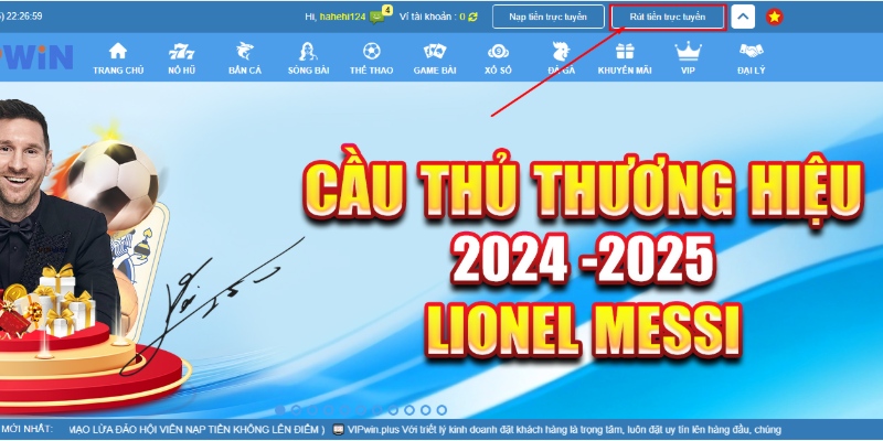 Chọn mục rút tiền trực tuyến