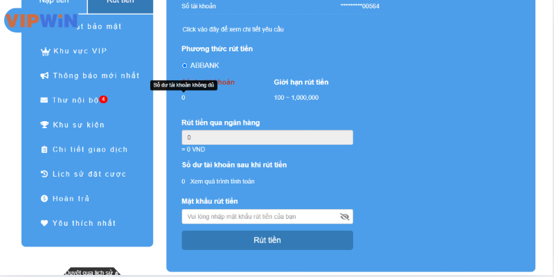 Nhập số tiền cần rút